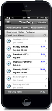Time and payroll information can be entered in the NetClient CS Mobile App